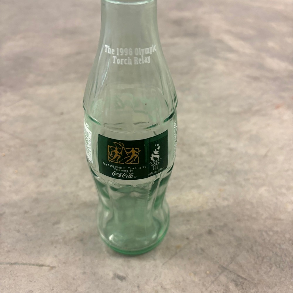 1996 Coca-Cola Classic 8 oz Glass Bottle Atlanta Olympic Torch Relay Empty USA